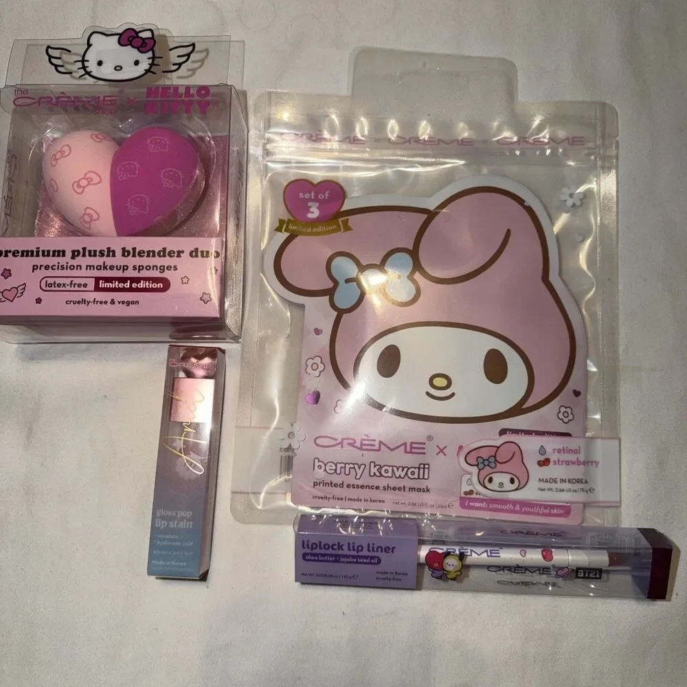 Hello Kitty Premium Plush Blender Duo Creme Shop MakeupSponge, Lip Stain,ETC New